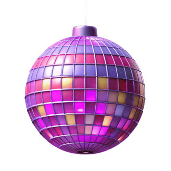 Disco Ball Ornament Purple, Pink, and Gold Mirrored Sphere png