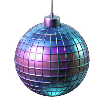 Iridescent Disco Ball Festive Sphere with Mirrored Tiles png