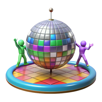 Disco Ball Dance Party Colorful Tiles, Fun Figures png
