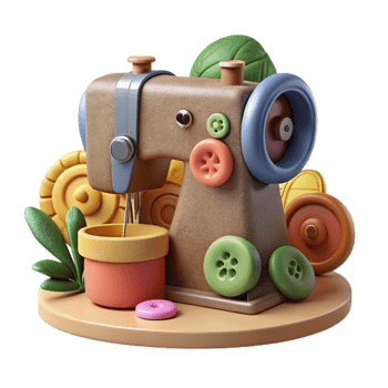 Sewing Machine Craft, Buttons, Needlework, 3D Render png
