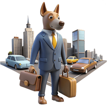 Dog in Suitcase Business Canine in City png
