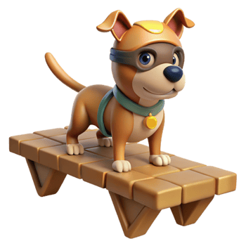 3D Cartoon Puppy on Platform png