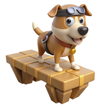 3D Cartoon Dog on a Platform png