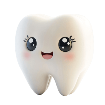 Smiling 3D Tooth Character with Big Eyes png