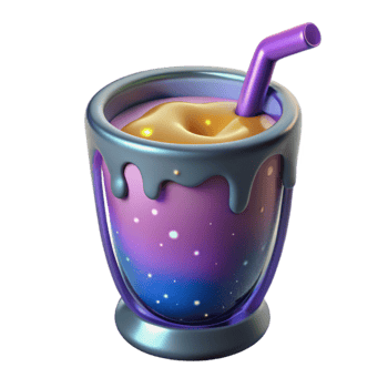 Cosmic Galaxy Drink Iridescent Glass with Creamy Topping png