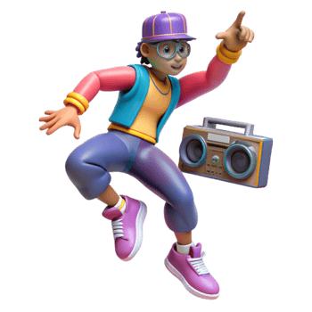 Groovy 80s Dance Boombox Fun png