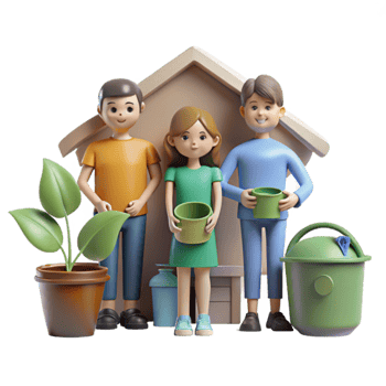 Family Recycling Home Composting Waste Reduction png
