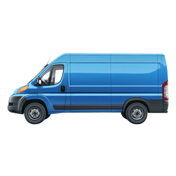 A Blue Cargo Van Side Profile Illustration png