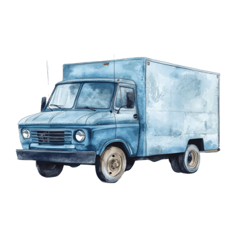 Watercolor Painting Of A Vintage Delivery Truck png