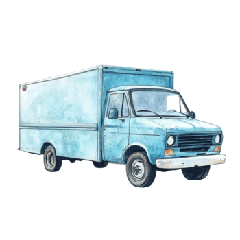 Watercolor Illustration Of A Vintage Delivery Truck png
