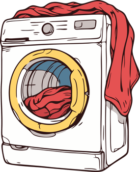Laundry Machine Illustration, Vibrant Colors, Home Chores Concept png
