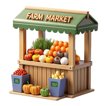 Farm Market Stand with Fresh Produce png