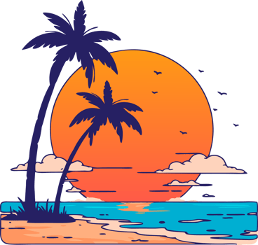 Tropical Sunset Over Beach, Vibrant, Relaxation. png