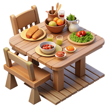 Rustic Wooden Table Setting with Fresh Food png