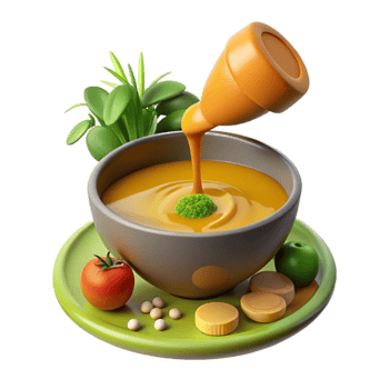 Vibrant Creamy Soup with Fresh Herbs and Vegetables png