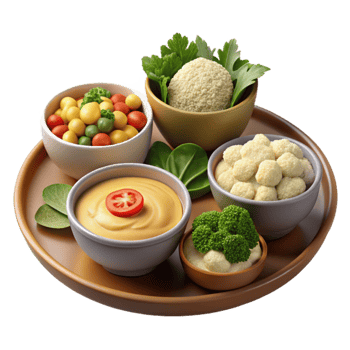 Delicious Veggie Tray with Creamy Dip and Cauliflower png