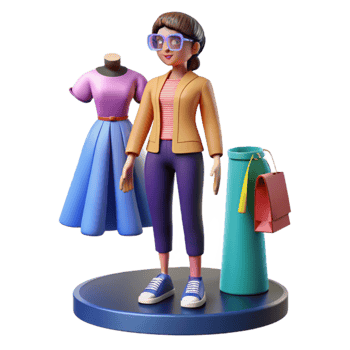 Stylish Woman Shopping for Fashionable Clothes png