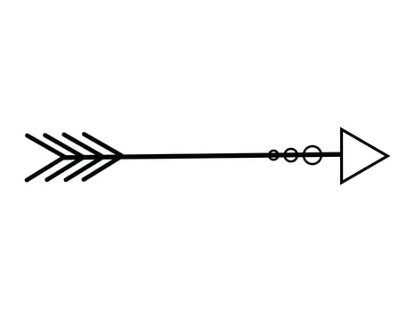 Black silhouette of arrow isolated on white background. Concept of traditional archery, hunting, direction, Native American heritage, craftsmanship, cultural significance. Print, Icon, Design Element vector