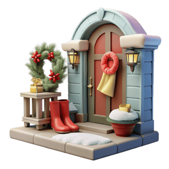 Festive Winter Doorway Holiday Decor Cozy Entrance png