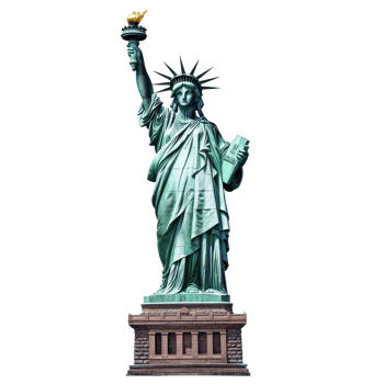 Statue of Liberty standing tall on a Transparent background showcasing freedom and hope, Statue of Liberty in New York isolated on White background png