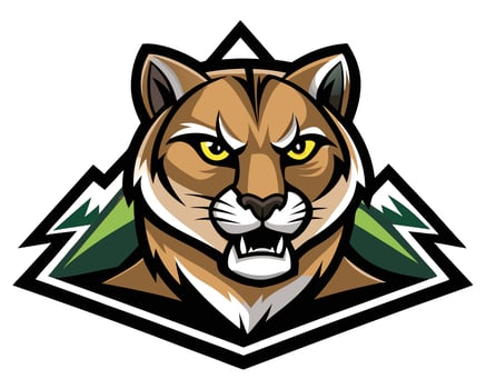The head of a cougar is shown in a triangle vector