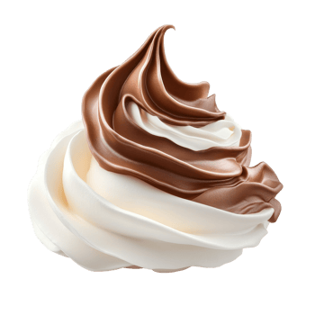 Whipped cream blend featuring rich chocolate and smooth vanilla on a Transparent background, white and chocolate whipped cream isolated on png