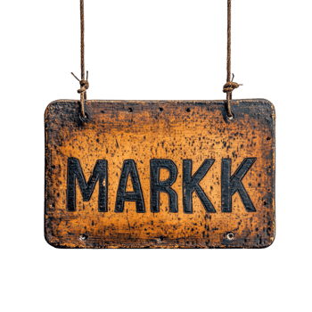 Market sign with clear lettering hanging outdoors in a rustic setting, sign with the word market on it, Transparent background png