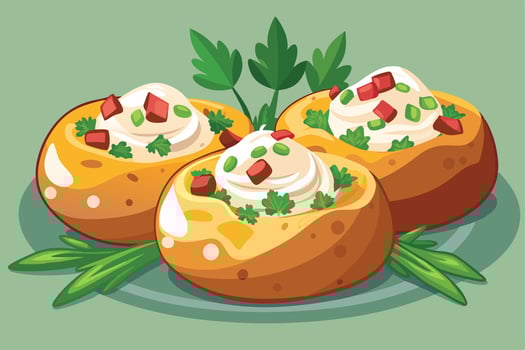 Deliciously Stuffed Potatoes Ready to Eat vector