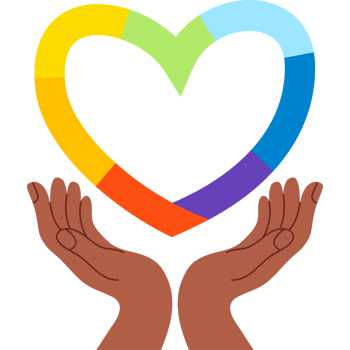 African American Hands Holding Colorful Rainbow Heart png