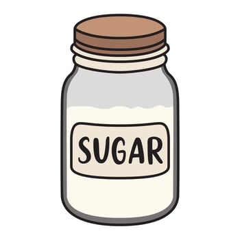 A drawing of a glass jar filled with sugar. vector