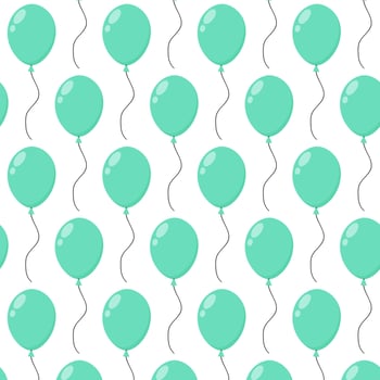 Colorful turquoise balloons with flowing strings create a festive background pattern vector