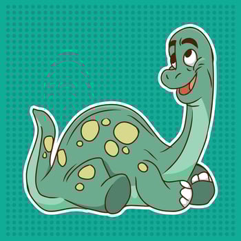 Cute green little dinosaur vector
