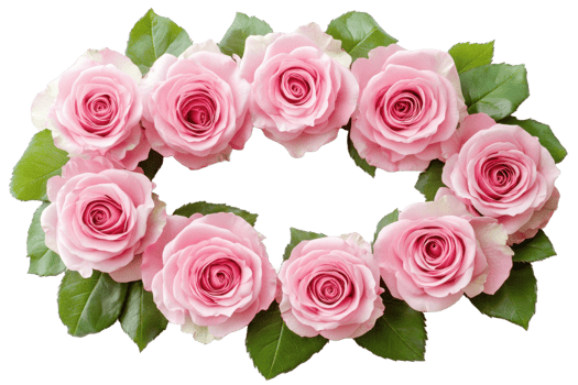 Pink Roses Arranged in a Lovely Floral Wreath Design png