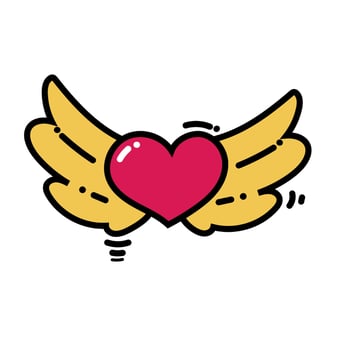 Heart with wings icon illustration vector