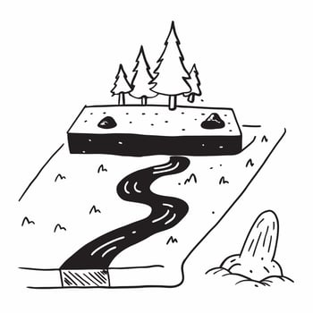 Simple flat design icon Old Growth Forest in Winter concept as Snow blankets the quiet old growth forest providing a stark contrast to the enduring green of the ancient trees Simp Clear Set 3 vector