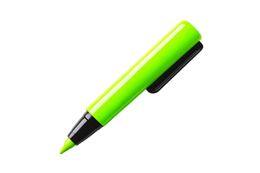 Bright Green Highlighter Pen With Sleek Design on Transparent Background png