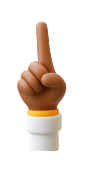Cartoon Style Hand Gesture Pointing Upward with Finger Raised in Celebration or Victory png