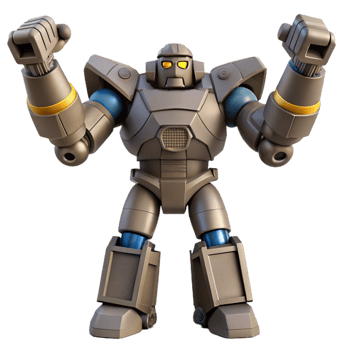 Powerful Metal Robot A 3D Render of a Large, Armored Mechanical Figure png