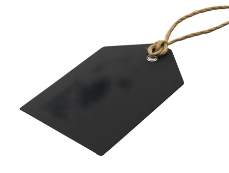 Minimalist Black Tag with String on Transparent Background for Labeling and Signage png