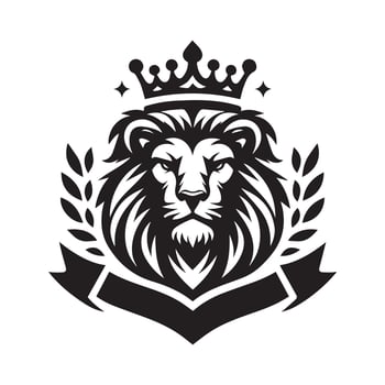 lion head with crown and laurels vector