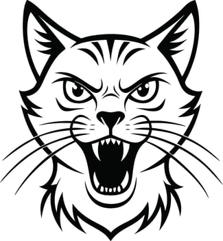 Dark Silhouette of a Furious Cat Face vector