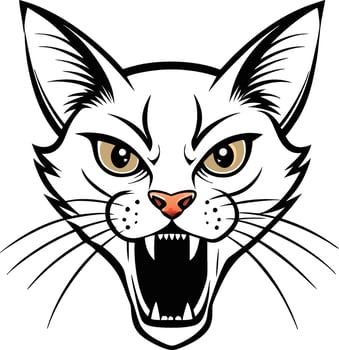 Aggressive Cat Face Silhouette Design vector