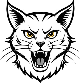 Fierce Expression of an Angry Cat Silhouette vector