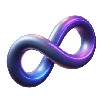 Abstract Infinity Symbol Glowing 3D Render of a Purple and Blue Loop png