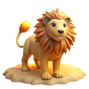 Adorable Cartoon Lion Cub on Sandy Surface png