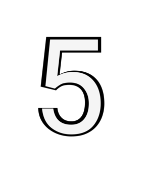 Black and white color numbers 5 png