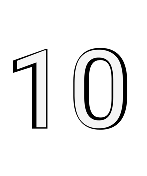 Black and white color numbers 10 png
