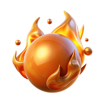 Abstract Sphere engulfed in Liquid Fire png