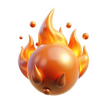 Fiery Orb 3D Render of a Flaming Sphere png