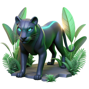 Neon Panther in Tropical Paradise 3D Render png